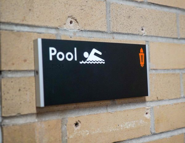 Pool sign at Dearborn High