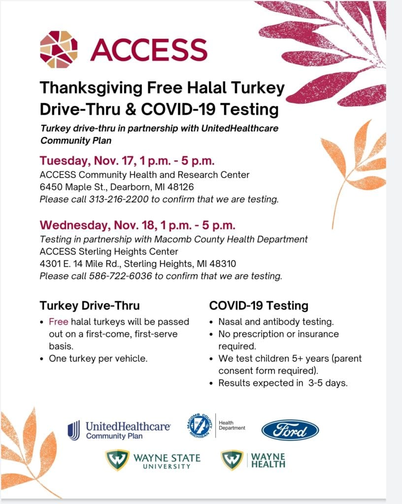 Thanksgiving Free Halal Turkey and COVID-19 testing Drive-thru