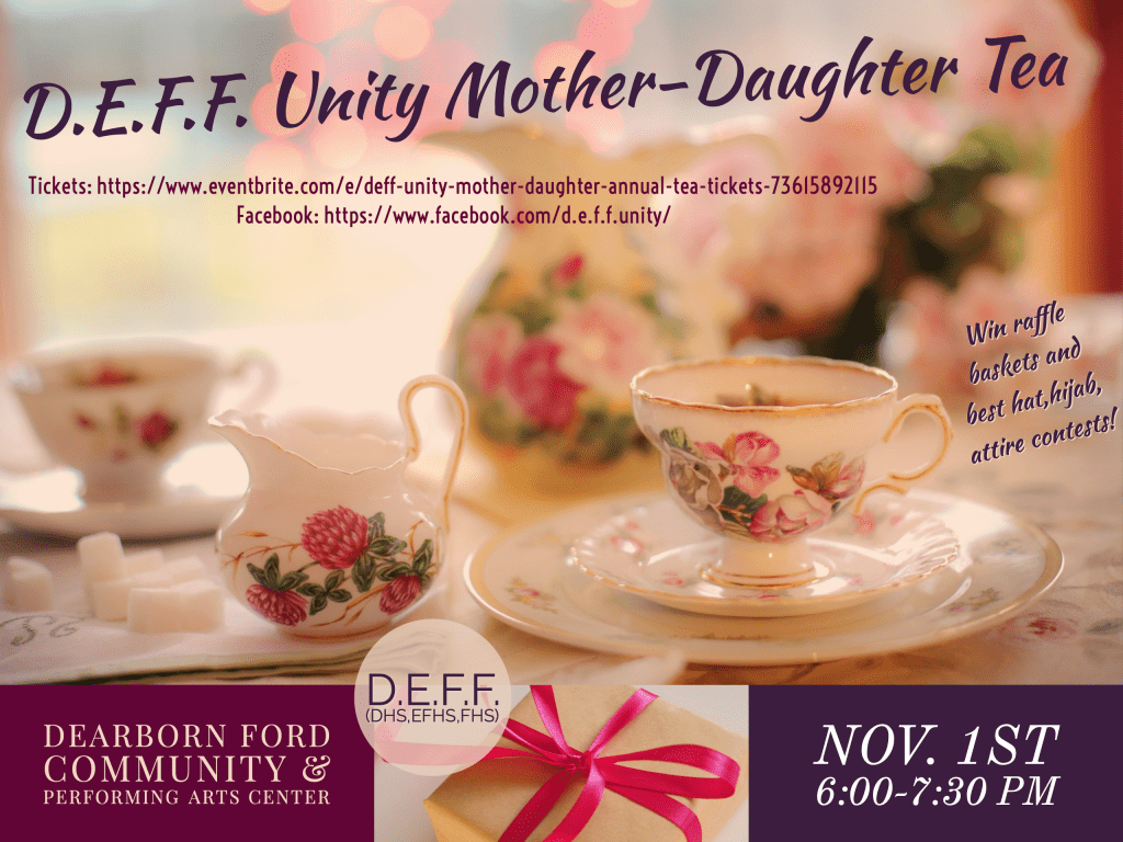Flyer for D.E.F.F. Unity Mother Daughter Tea