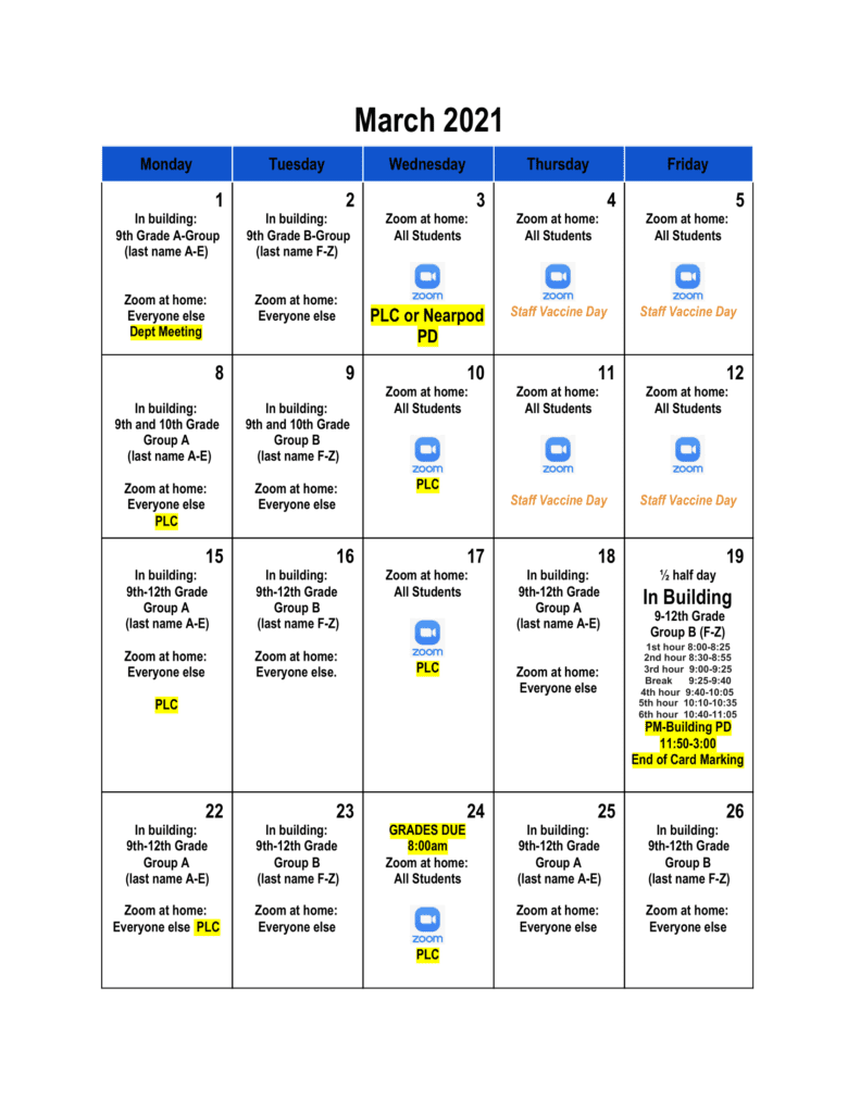 March Calendar