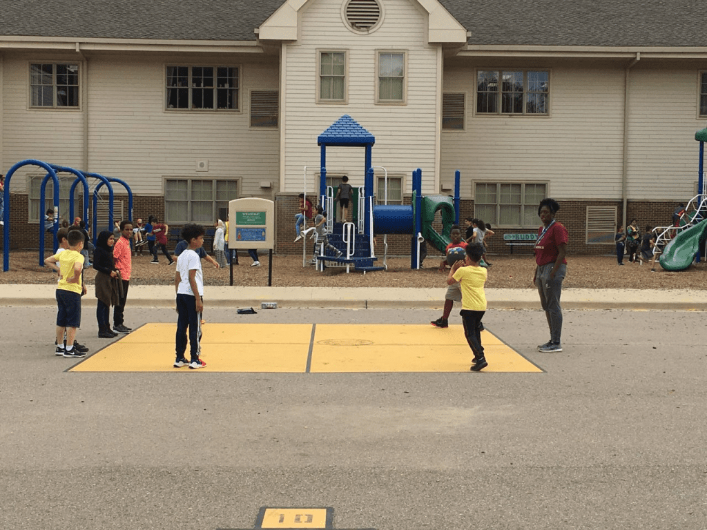 Playworks:  Ms. Latoya is organizing games with the students at lunch recess.  Way to go Coach Latoya! Thank you