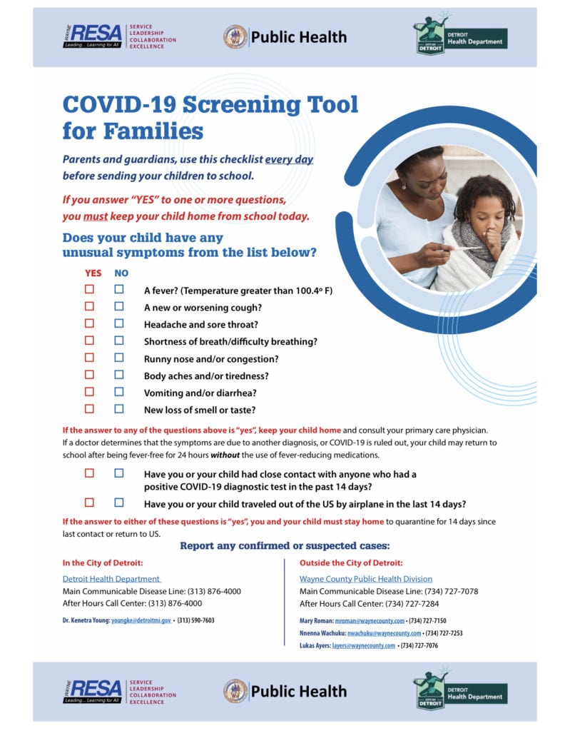 Updated COVID-19 Screening Tools