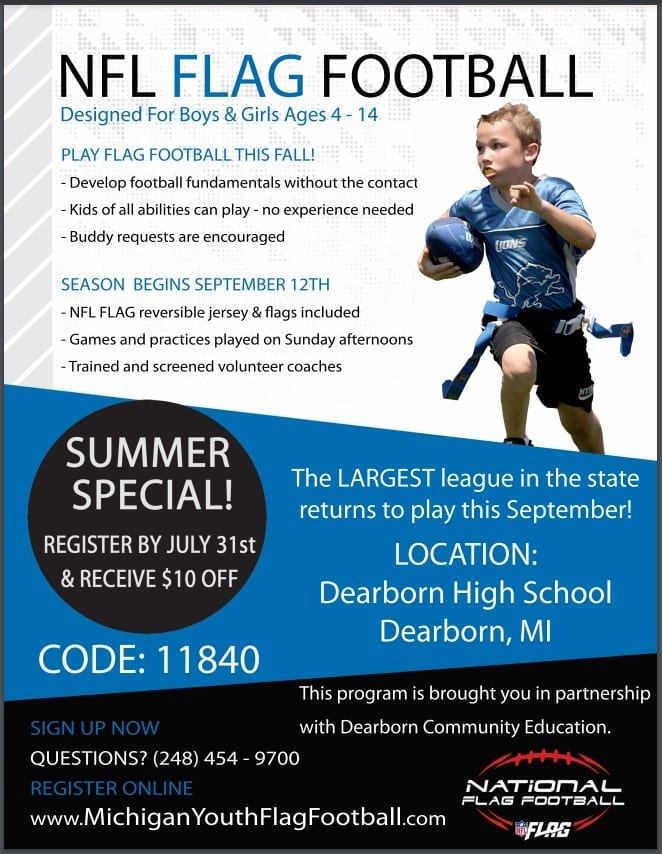 Coed NFL Flag Football ages 4-14