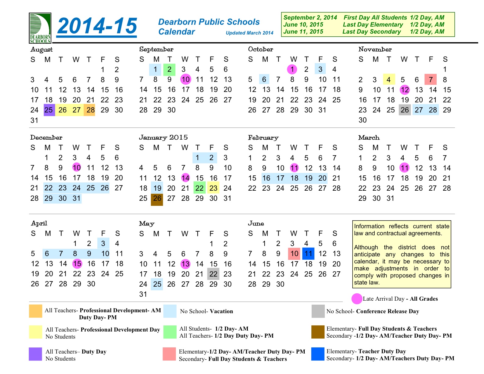 20014-15 Calendar Feb 2014