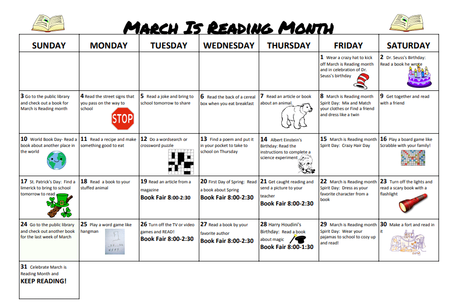 March is Reading Month Lowrey School