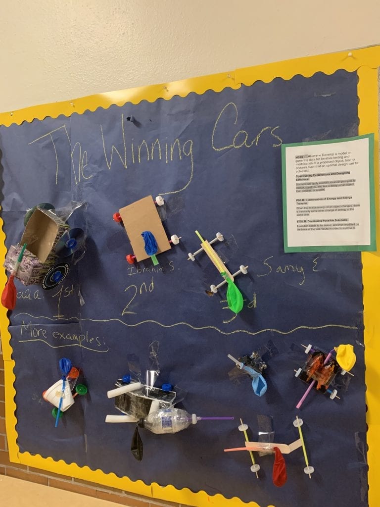 Balloon-Powered Car Winners in Mrs. Bazzi’s 6th Grade Science Class