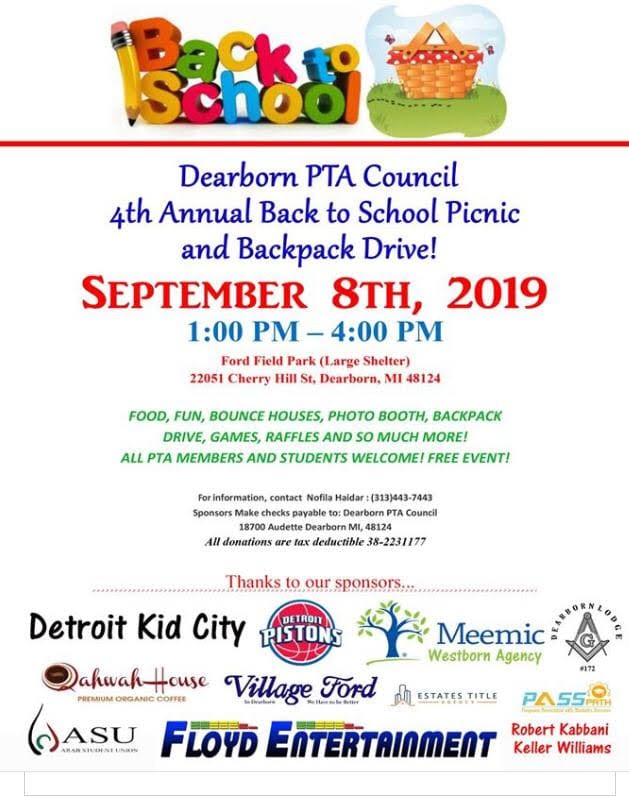 4th Annual Back to School Picnic & Backpack Drive 9/8/19