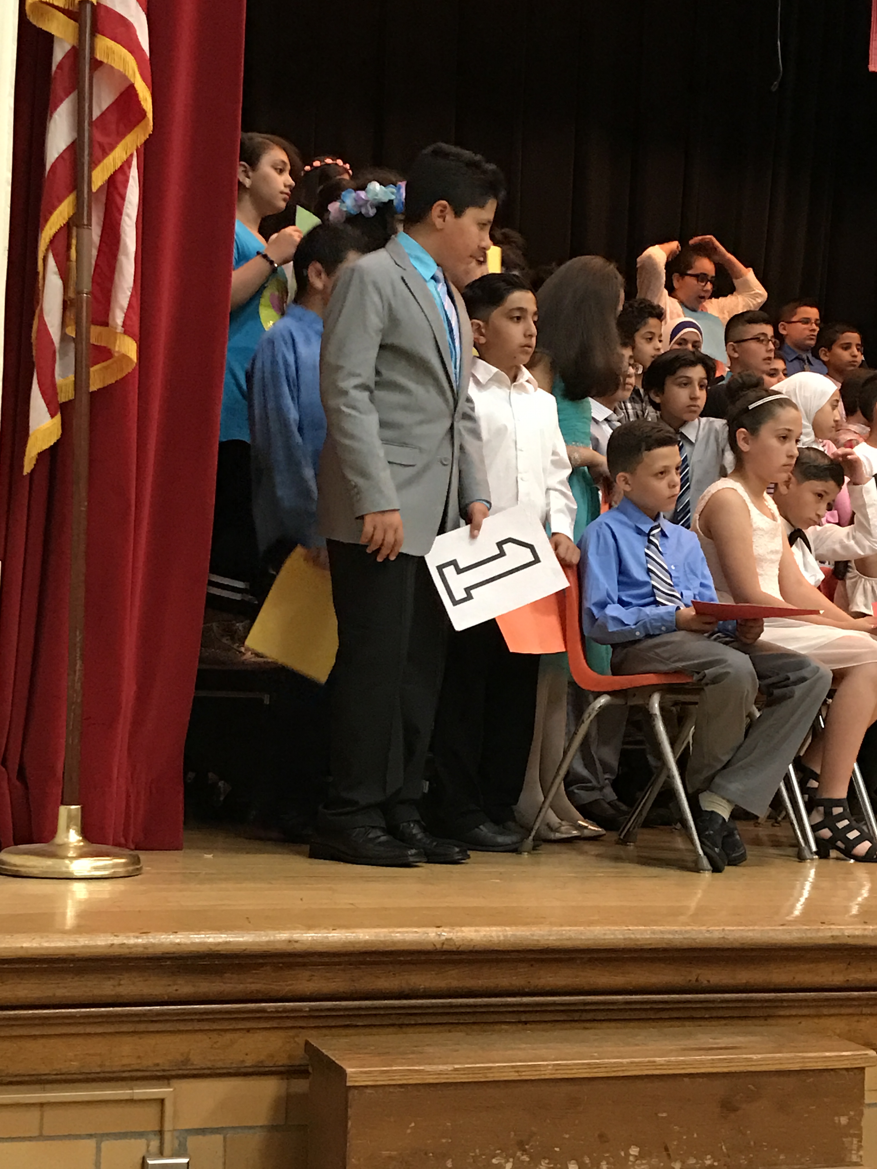 5th graders rehearsing for the promotion ceremony