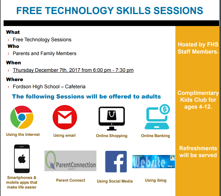 Free Technology Skills Sessions- Fordson High School
