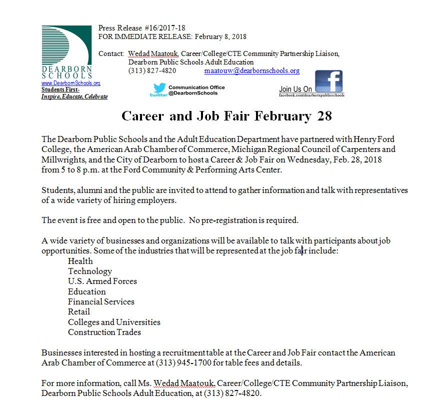 Career and Job Fair-February 28, 2018