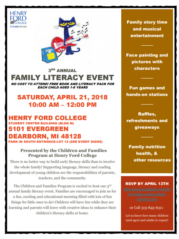 Early Childhood Event/Family Literacy Event- Saturday April 21, 2018