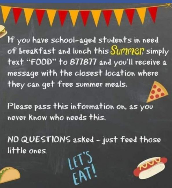Summer meals for school-aged students