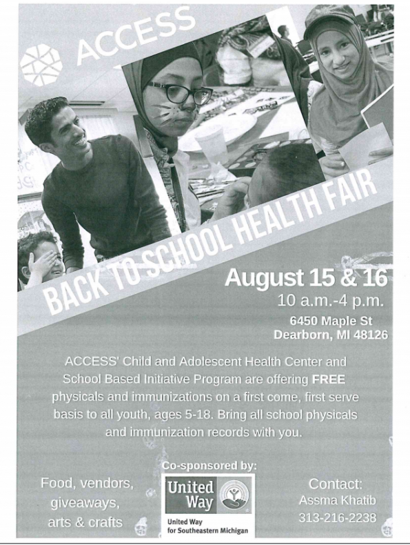 ACCESS Back to School Health Fair- August 15 & 16- 10am-4pm