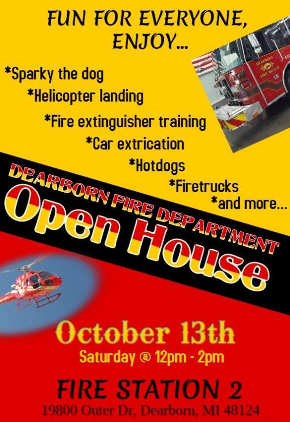 Dearborn Fire Department Open House- October 13 12-2:00 om