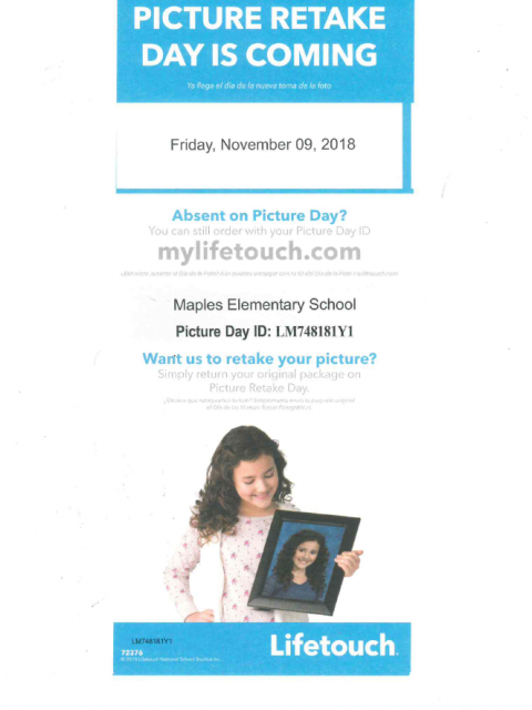 Picture Retake is Friday, November 9, 2018
