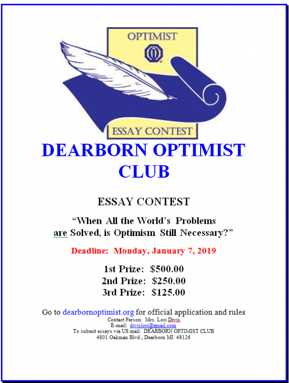 Dearborn Optimist Club Essay Contest
