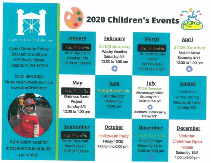 Dearborn Historical Museum-2020 Children’s Events