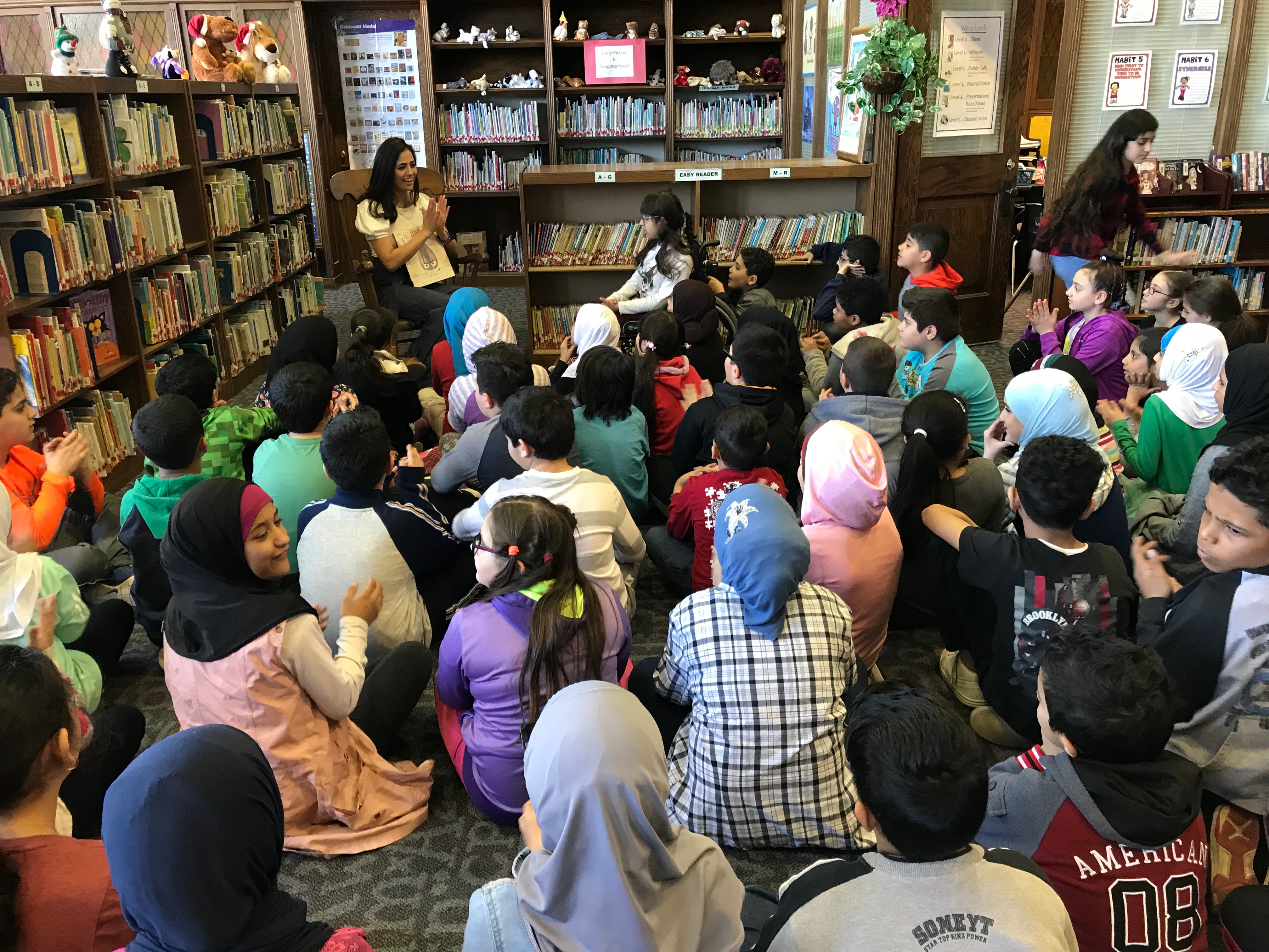 Ameera David Reading to our 4th and 5th graders