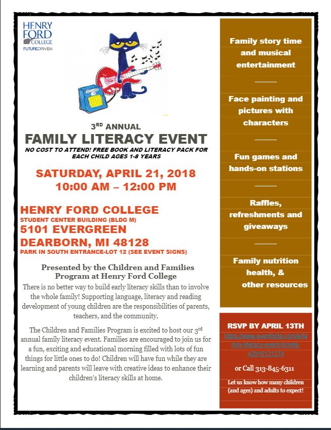 Henry Ford College’s 3rd Annual Family Literacy Event