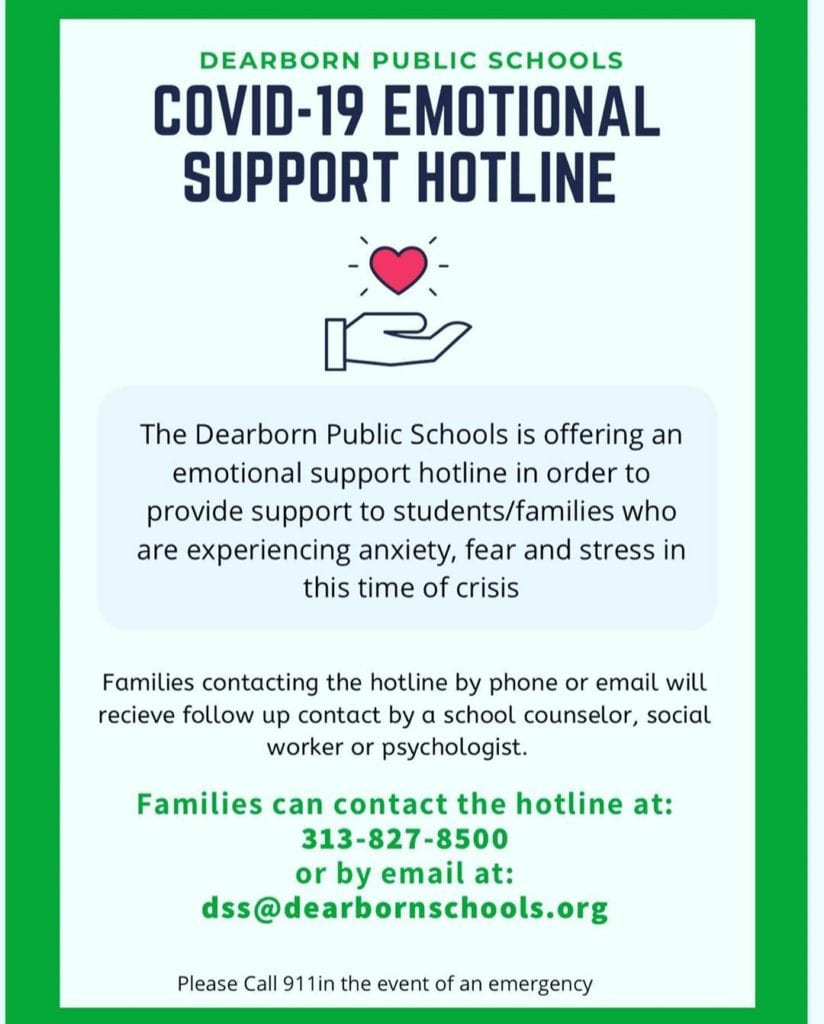 DPS has a support COVID-19 Emotional Support Hotline