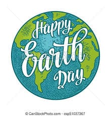 Planet. happy earth day lettering. vector color vintage engraving ...