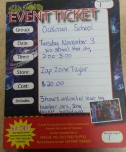 Zap Zone Party Tomorrow,  November 3d. NO SCHOOL!
