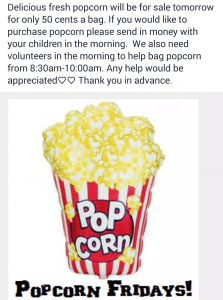 Popcorn Sale Tomorrow!