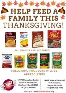 Thanksgiving Food Drive- with HYPE-