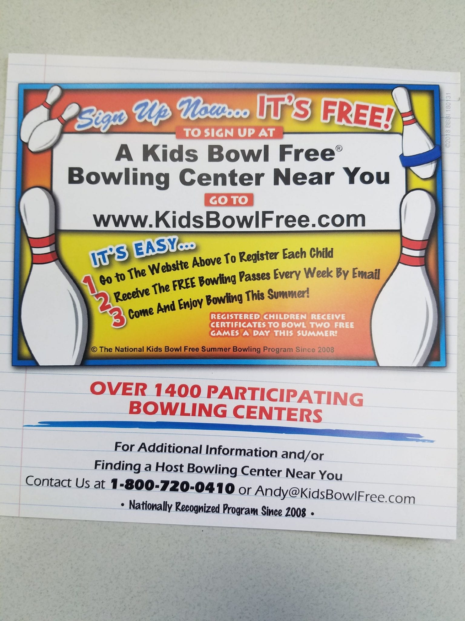 Kids Bowl Free!!