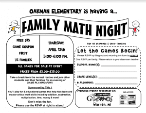 Join us for Oakman’s Family Math Night