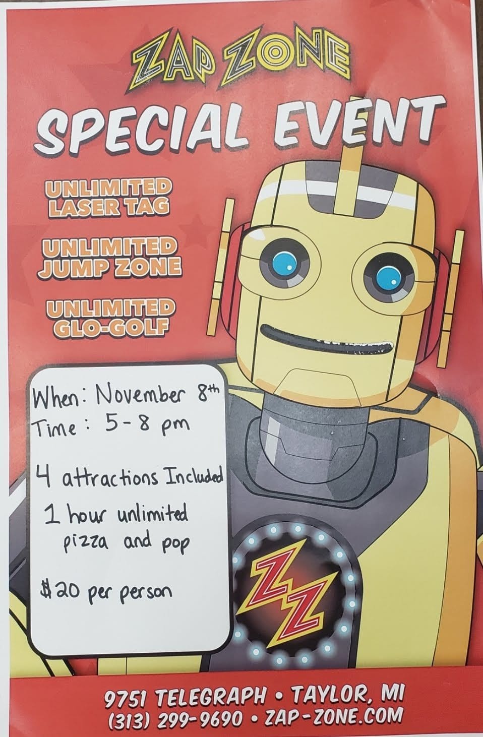 Zap Zone Event on Friday