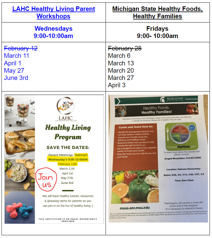 LAHC Healthy Living Meeting Today at 9:00