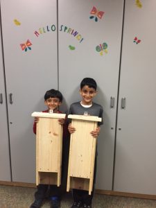 boys with finished bat houses