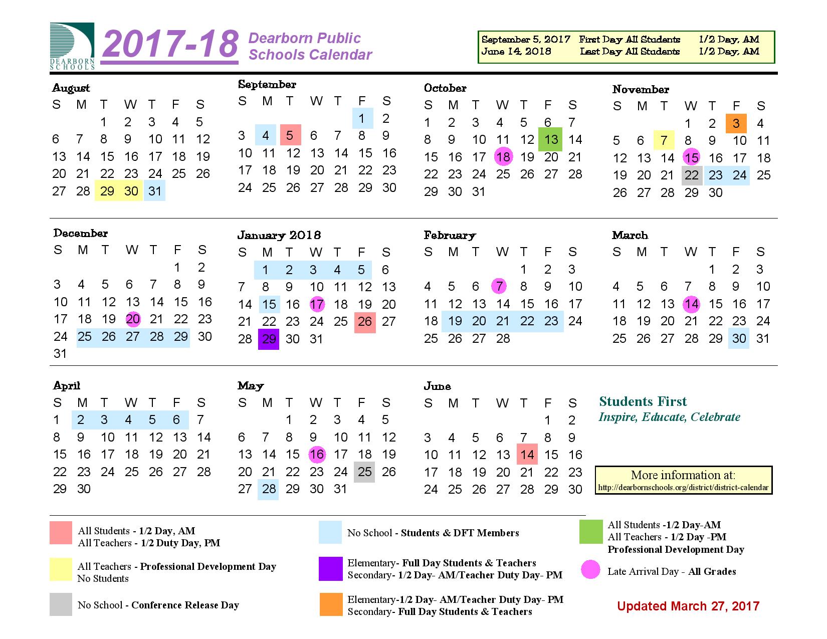 2017-2018 Calendar
