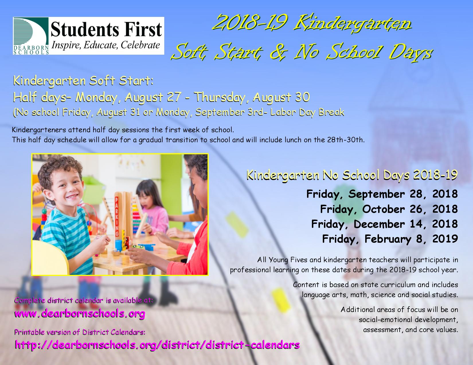 2018-19 Kindergarten Soft & No School Days