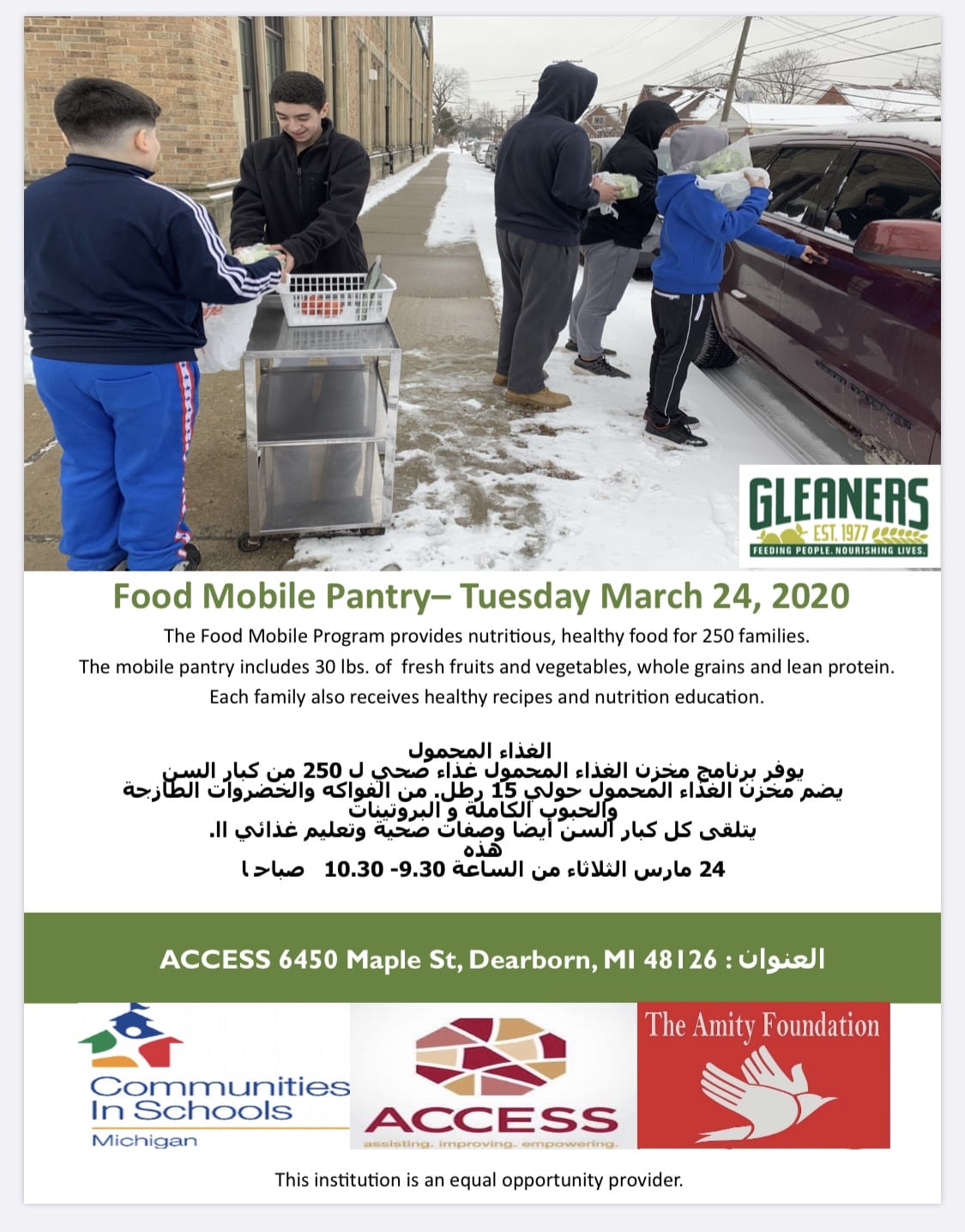 Food Mobile Pantry-Tuesday March 24 at 9:15
