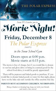 PTA Movie Night!!!!  Friday, December 8!!!