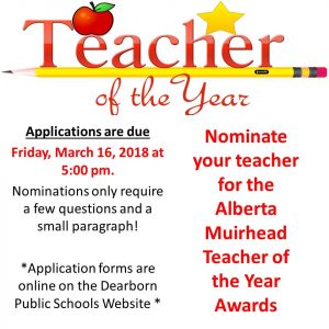 Teacher of the Year Nomination Information!