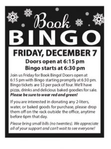 Book Bingo Friday December 7 – need baked goods please!