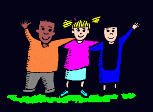 Drawing - Children with arms around eachother