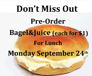 PTA Bagel and Juice Sale Monday, Sept.  24