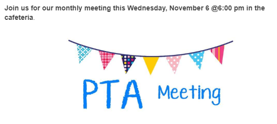 PTA Meeting Wednesday