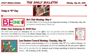 Monday, May 02, 2016 Stout Daily Bulletin