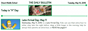 Tuesday, May 10, 2016 Stout Daily Bulletin