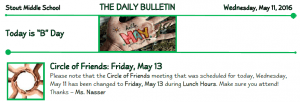 Wednesday, May 11, 2016 Stout Daily Bulletin