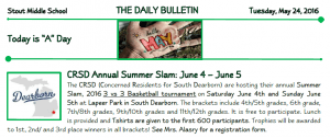 Tuesday, May 24, 2016 Stout Daily Bulletin