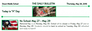 Thursday, May 26, 2016 Stout Daily Bulletin