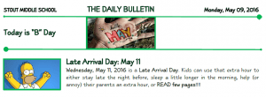 Monday, May 09, 2016 Stout Daily Bulletin