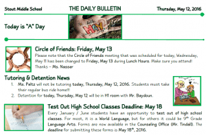 Thursday, May 12, 2016 Stout Daily Bulletin