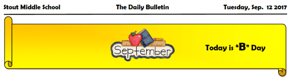 Tuesday, September 12, 2017 Stout Daily Bulletin